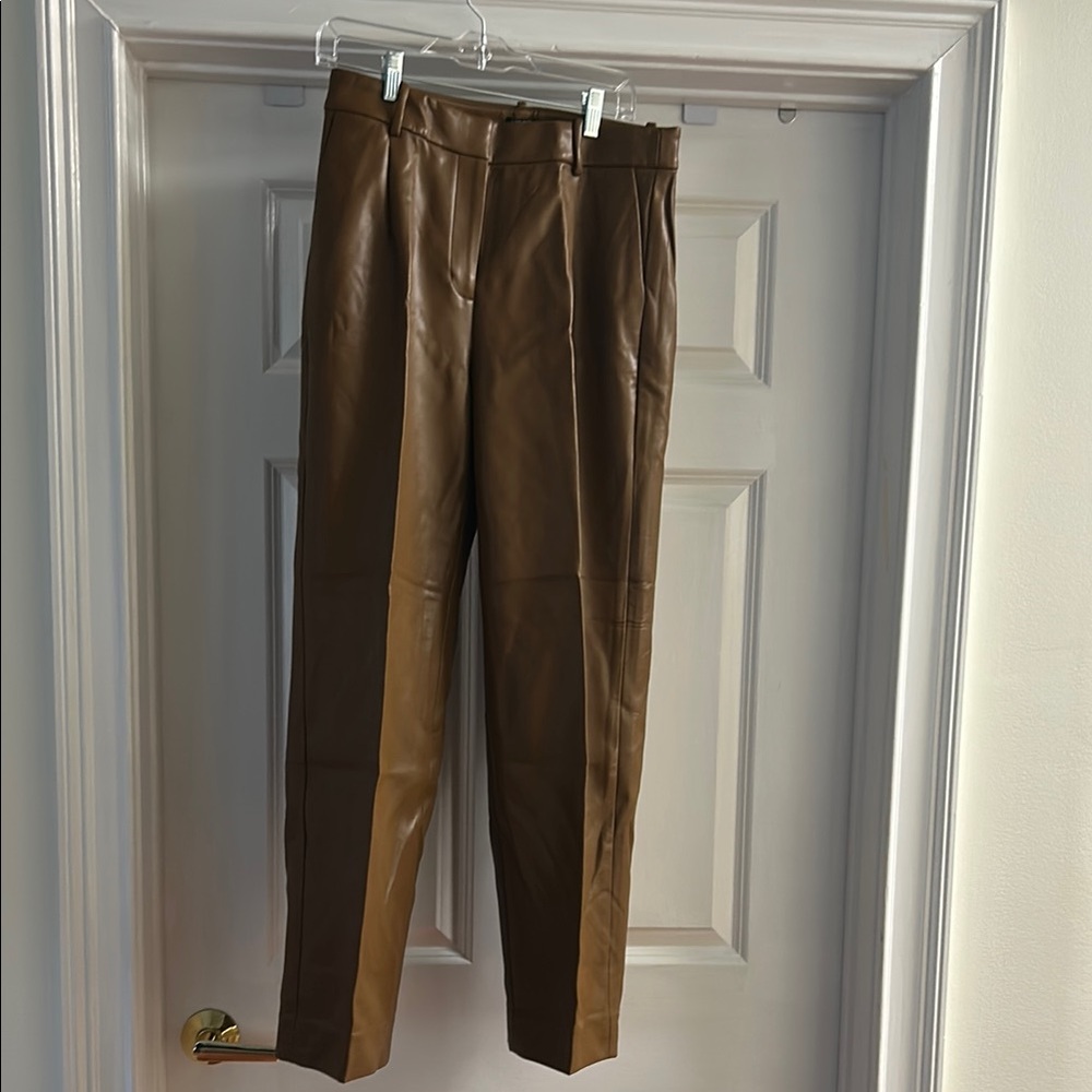 Full-length straight-leg pant in faux leather